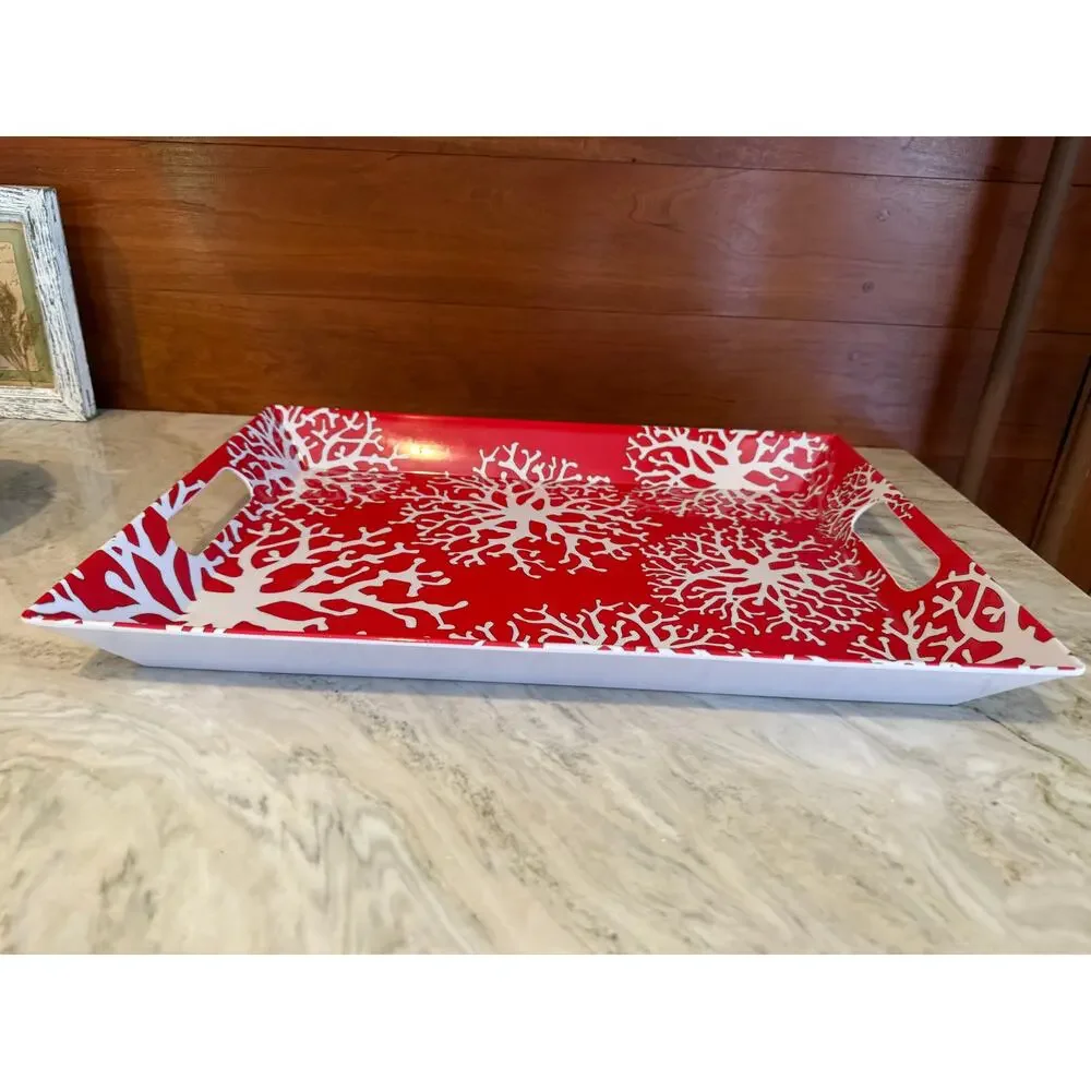 Kim Seybert Red Coral Melamine Serving Tray